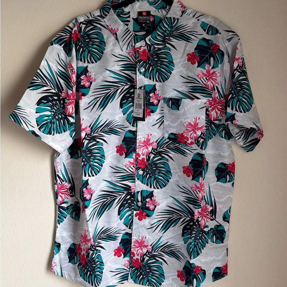 South Pole Y2K XXL‎ NWT Hawaiian Button Up Polo Shirt Resortwear VTG streetwear